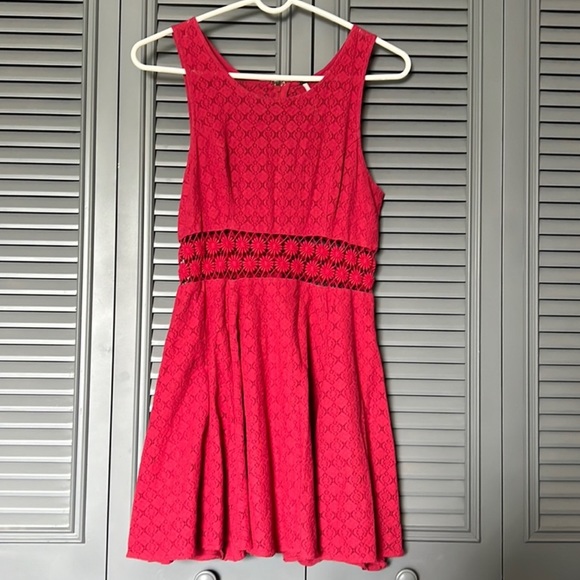 Free People : Red Lace Daisy Flare Dress - 4 - Picture 2 of 13